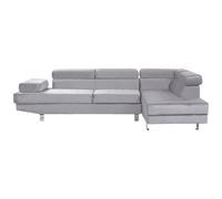 Beliani Corner Sofa 5 Seater Norrea Velvet Grey Left Hand