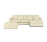 Left-Hand Corner Sofa with Ottoman OSLO Cream Leather Left Hand