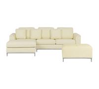 Beliani Right Hand Leather Corner Sofa With Ottoman Beige Oslo, Brown
