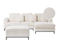 Corner Sofa 5 Seater OSLO Boucle White with Ottoman Left Hand