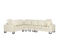 Beliani Corner Sofa 6 Seater Stockholm Leather Light Beige Right Hand