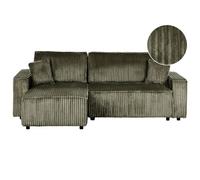 Beliani Corner Sofa Bed 3 Seater Abacka Corduroy Green With Storage Right Hand