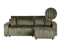 Beliani Corner Sofa Bed 3 Seater Abacka Corduroy Green With Storage Left Hand
