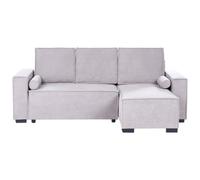 Beliani Corner Sofa Bed 3 Seater Edane Fabric Grey With Storage Left Hand