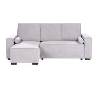 Beliani Corner Sofa Bed 3 Seater Edane With Storage Fabric Grey Right Hand