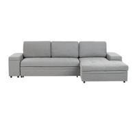 Beliani Corner Sofa Bed 3 Seater Hrisey Faux Linen Grey With Storage Left Hand