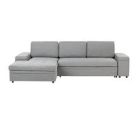 Beliani Corner Sofa Bed 3 Seater Hrisey Faux Linen Grey With Storage Right Hand