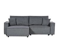 Beliani Corner Sofa Bed 3 Seater Karila Fabric Dark Grey With Storage Right Hand