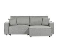 Beliani Corner Sofa Bed 3 Seater Karila Fabric Grey With Storage Left Hand