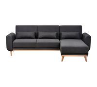 Corner Sofa Bed 3 Seater OLLSTA Fabric Black Left Hand