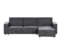 Beliani Corner Sofa Bed 3 Seater Romedal Ii Fabric Graphite Grey Left Hand