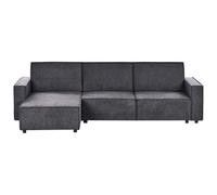 Corner Sofa Bed 3 Seater ROMEDAL II Fabric Graphite Grey Right Hand