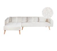 Beliani Corner Sofa Bed 4 Seater Vadso Boucle Off-White Right Hand