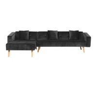Beliani Corner Sofa Bed 4 Seater Vadso Velvet Black Right Hand