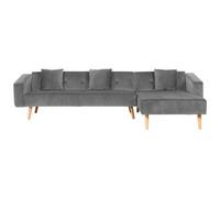 Beliani Corner Sofa Bed 4 Seater Vadso Velvet Grey Left Hand