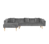 Beliani Corner Sofa Bed 4 Seater Vadso Velvet Grey Right Hand