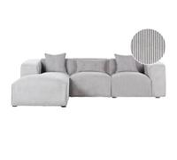 Beliani Corner Sofa Dolva Corduroy Light Grey Right Hand