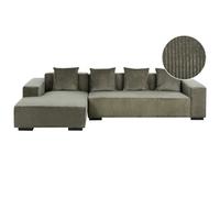Corner Sofa 4 Seater LUNGO Corduroy Green Right Hand