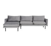 Beliani Corner Sofa Vinterbro Velvet Grey Right Hand