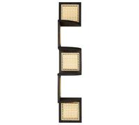 Beliani Corner Wall Bookcase 4-Tier In Light Paulownia Wood, Matte Black - Space-Saving Corner Shelf