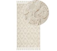 Beliani Cosy Nest Cotton Area Rug 80 X 150 Cm - Hand-Tufted Geometric Beige