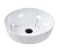 Beliani Countertop Basin Hopi 420 mm Ceramic White Marble