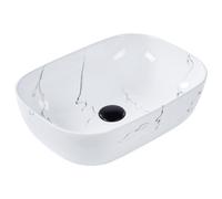 Beliani Countertop Basin Hopi 470 X 340 mm Ceramic White Marble