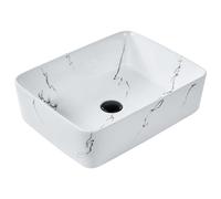 Beliani Countertop Basin Hopi 490 X 380 mm Ceramic White Marble