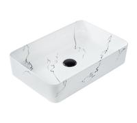 Beliani Countertop Basin Hopi White Marble 510 X 340 mm Ceramic