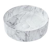 Beliani Countertop Basin Manis 400 mm Ceramic White Marble
