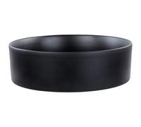 Bathroom Countertop Round Ceramic Wash Basin 400 mm Gloss Black Tebar