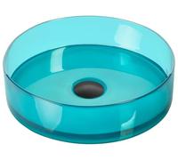 Beliani Countertop Basin Turquoise Solid Surface (not Glass) Round Bathroom | Ceramic, Blue, 36 x 36 x 10 cm