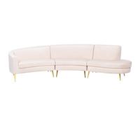 Beliani Curved Sofa 4 Seater Moss Velvet Light Beige