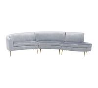 Beliani 4 Seater Curved Velvet Sofa Light Grey Moss