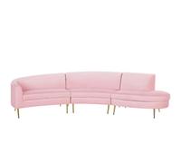 Beliani 4 Seater Curved Velvet Sofa Pink Moss