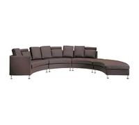Curved Sofa 7 Seater ROTUNDE Leather Brown