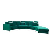 Beliani Curved Sofa 7 Seater Rotunde Velvet Dark Green