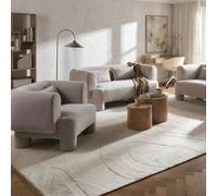 Beliani Dark Beige Curved 3-Seater Sofa Loveseat And Armchair Set