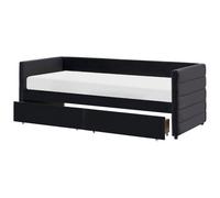 Beliani Daybed With Storage Marray Velvet Black 90 X 200 Cm (Eu Single)