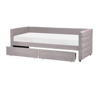 Beliani Daybed With Storage Marray Velvet Light Grey 90 X 200 Cm (Eu Single)