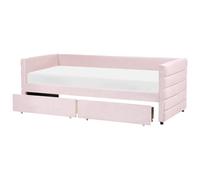 Beliani Daybed With Storage Marray Velvet Pastel Pink 90 X 200 Cm (Eu Single)