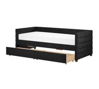 Beliani Daybed With Storage Velvet Marray 90 X 200 Cm Eu Single Black, Black