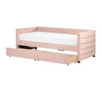 Beliani Daybed With Storage Velvet Marray 90 X 200 Cm (Eu Single) Pastel Pink