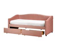 Daybed with Storage VITTEL Fabric Pink 90 x 200 cm (EU Single)