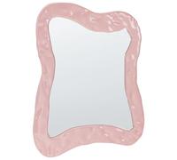 Beliani Decorative Wall Mirror Hanging MDF 80 x 60 cm Retro Style Decor Asymmetrical Pink Pencran