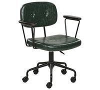 Beliani Desk Chair Swivel ALGERITA Faux Leather Dark Green, Green