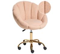 Beliani Desk Chair Annabelle Boucle Peach Pink