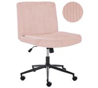 Beliani Desk Chair Geddes Corduroy Pastel Pink