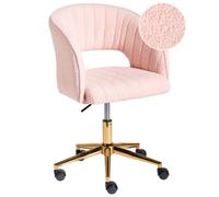 Beliani Desk Chair Katonah Boucle Pastel Pink