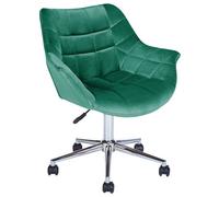 Beliani Desk Chair Swivel Labelle Velvet Emerald Green, Green